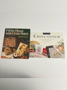 Cross Stitch Craft Project Hardcover Books lot of two, needlepoint craft
